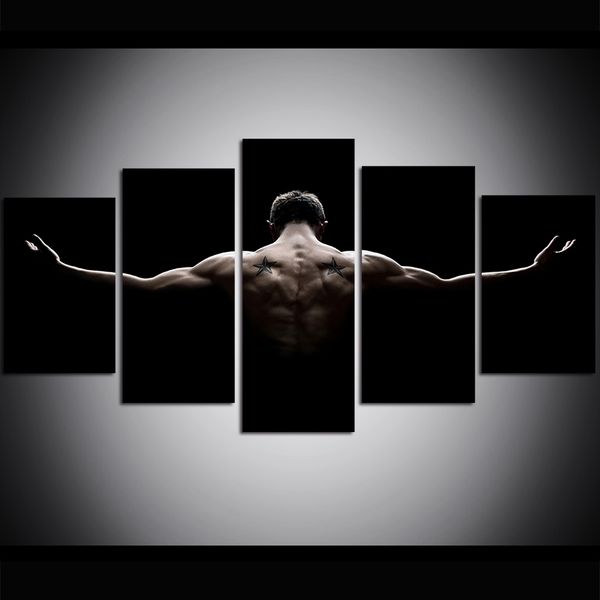 

5 piece large size canvas wall art fitness poster oil painting wall art pictures for living room paintings wall decor