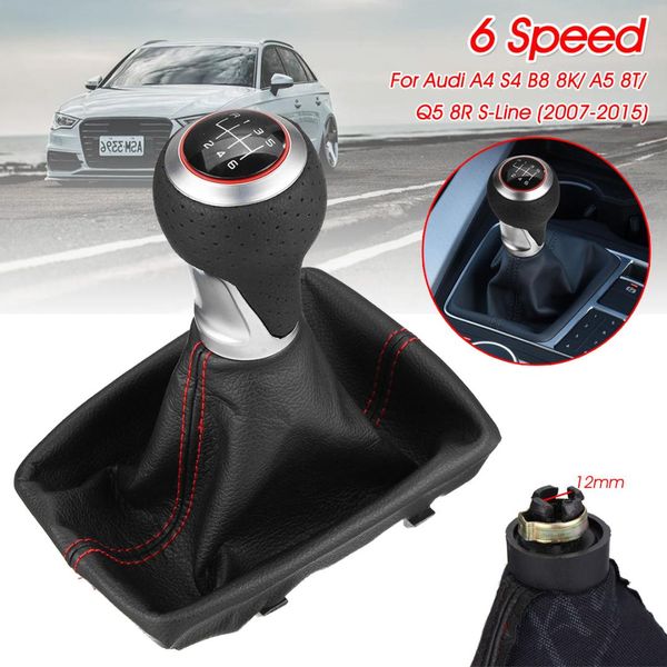 

6 speed car mt gear shift knob gaiter boot cover for a4 s4 b8 8k a5 8t q5 8r s-line 2007-2015