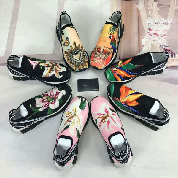 

sneaker men and women casual lace up fashion sneakers trainers flower doodle shoes with box 35-46, Black