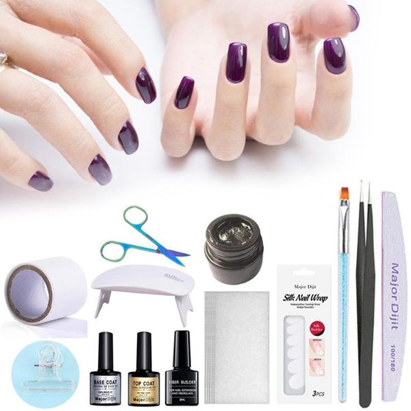 

manicure set glue fiberglass gel extended repair silk fiber towel set builder gel nail art kit silk nail extension