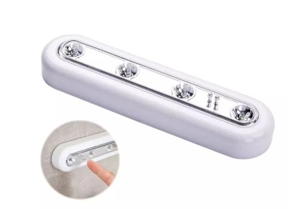 Diodo LED bianco touch a batteria Stick sulla parete sotto l'armadio Luce dell'armadio Lampade attive Componenti MYY
