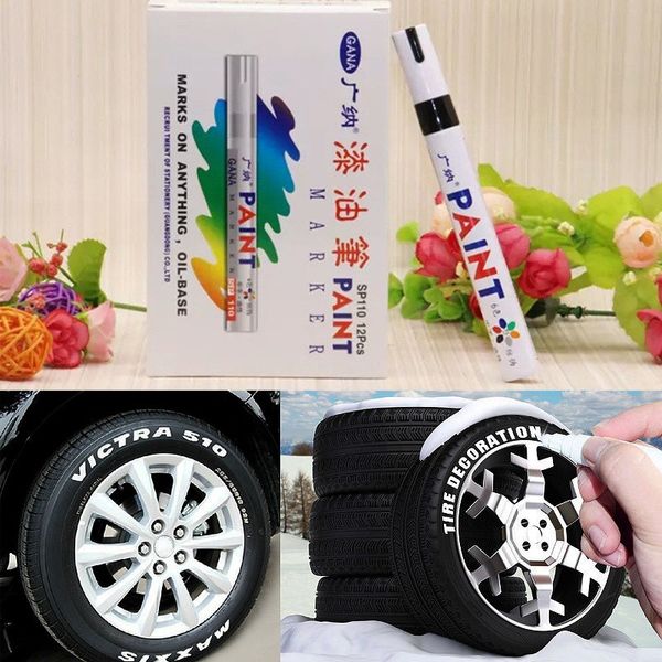 

carprie car tyre tire tread cd metal permanent paint marker graffti oily permanent waterproof glass oil art marker paint pen o7