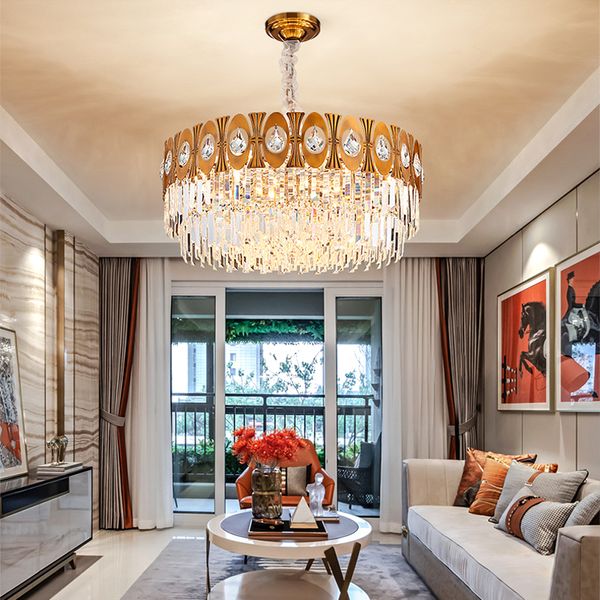 

хрустальная люстра освещение для виллы гостиной спальни и столовую новые роскошные подвесных светильники ac 110v 220v 240v золото подвесных