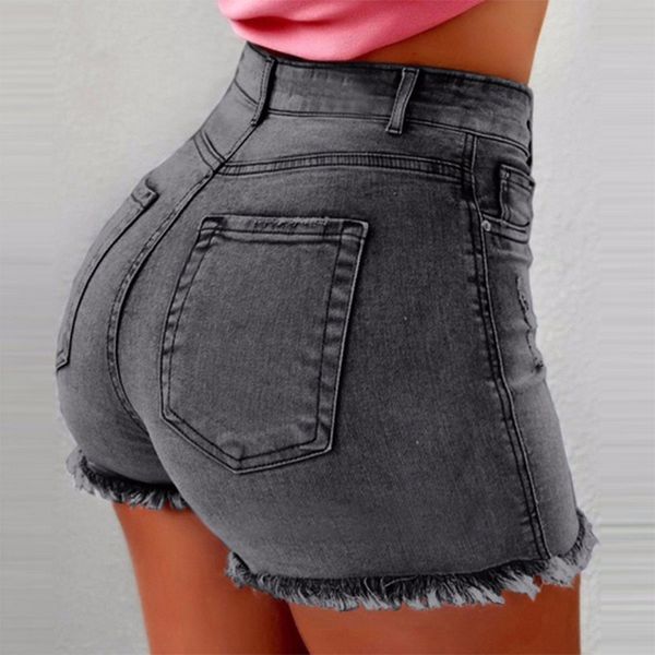 

aphrodite home summer women jeans short pant bleached ripped high waist skinny bodycon package hips cowboy denim hot short pants, Blue