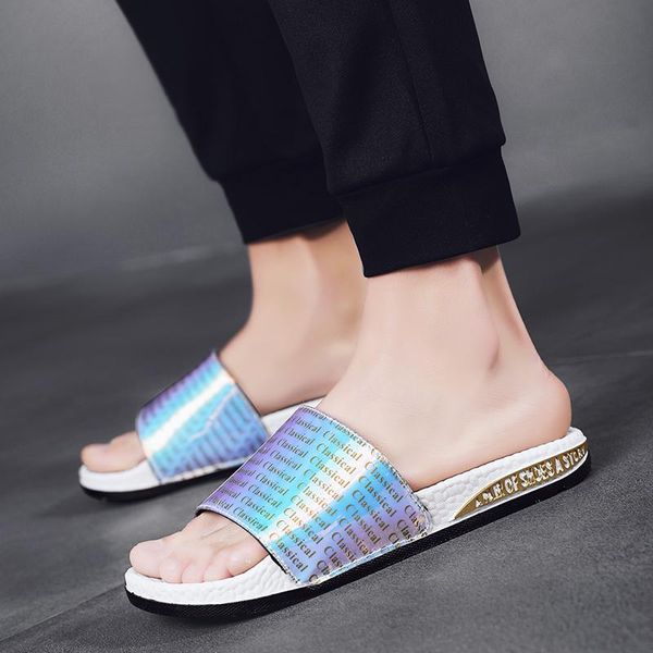 

good quality men's shoes sandals and slippers bright surface slippers summer thick bottom indoor and outdoor sandals anti-slip word dra, Black