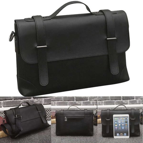 

men briefcase casual business shoulder bag leather messenger satchel bag