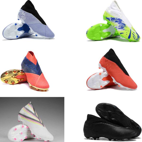 

high 2020 mens soccer cleats nemeziz 19.3 laceless fg original 19+x messi chaussures hommes high ankle outdoor shoes football booties