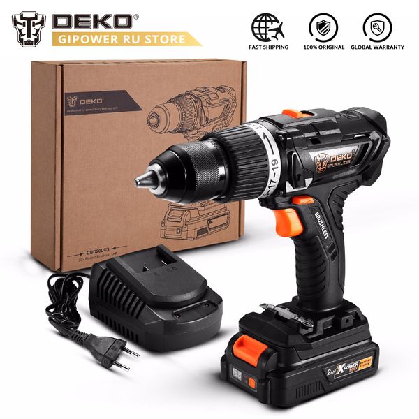 

deko gbd20du3 20v max brushless impact cordless drill electric screwdriver 2.0 ah lithium-ion battery home diy power tool