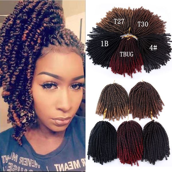 

8 Inch(Fold) Kinky Curly Spring Twist Crochet Braids Bomb Passion Twists Synthetic Braiding Hair Extensions Jamaica Bounce Blonde Ombre Hair
