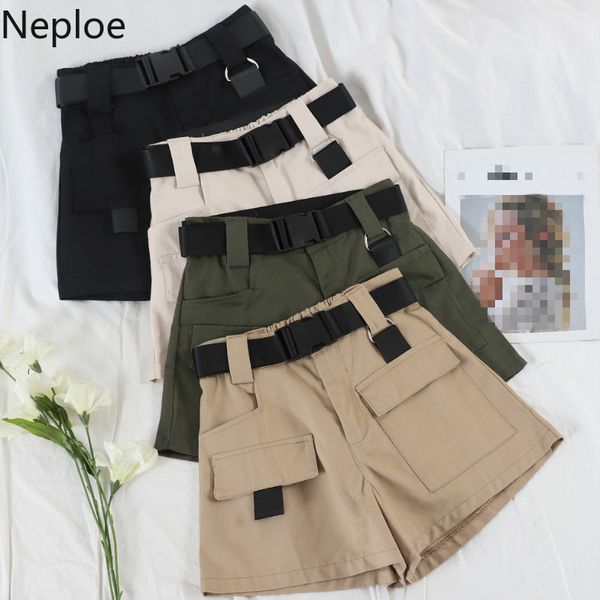 

neploe high waist shorts women summer 2019 casual pockets sashes short feminino loose cargo shorts 43934, White;black