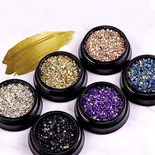 

mixed glitter nail art decorations mini bead zircon box 3d manicure metal accessory shell stone strass jewelry for tips, Silver;gold