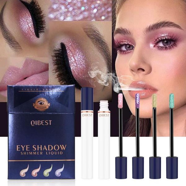 

qicigarette eyeshadow palette 4pcs diamond glitter eye shadow pigment long lasting waterproof green blue eyeshadow qb069