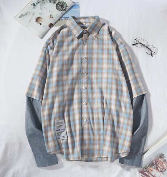 

мода мужской дизайнер рубашка классический плед полосатых печати роскошь рубашка личность большой карманные мужчины женщина пары хлопок руба, White;black