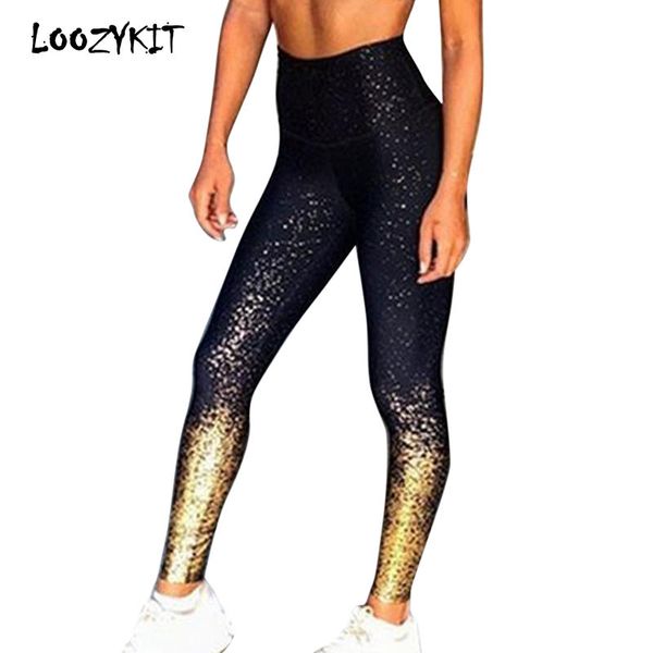 

loozykit 2019 women casual high waist leggings glitter running stretch workout yoga pants female slim fit trousers, White;red