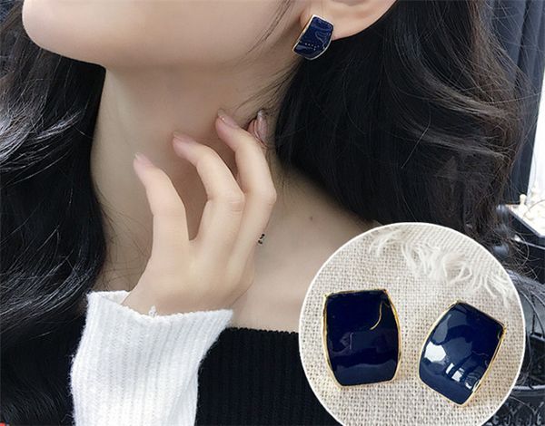

925 silver-needle artistic fan drop glaze studs female temperament personality fashion earrings simple joker earrings