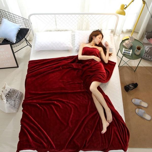 

30home textile soft solid blanket fleece flannel blanket sofa bedding manta red green blue flannel throw blankets for beds