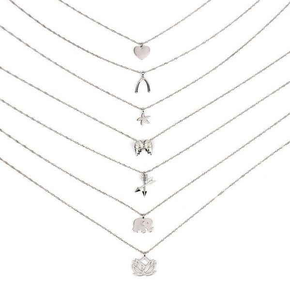 

jrl dogeared necklace good luck elephant pendant multi-layer necklace combination set noble and delicate choker collarbone chain k3447, Silver