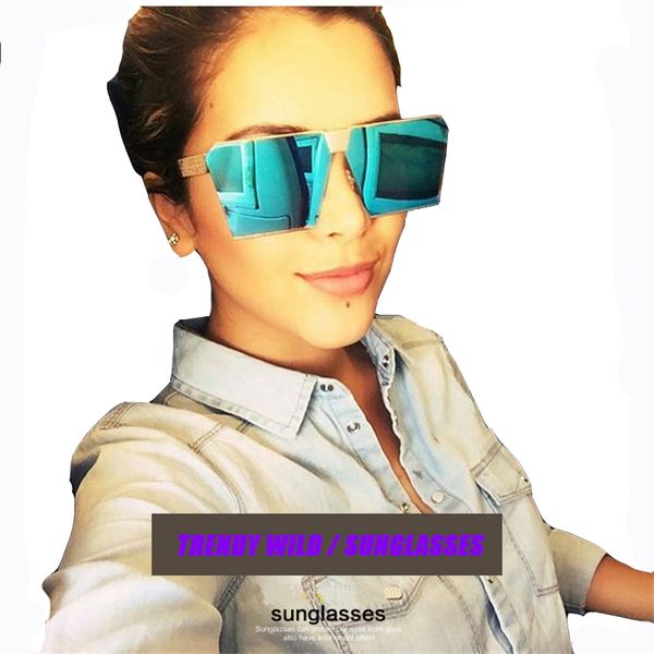 

summer women 2019 new trend big box sunglasses retro square sunglasses color film mercury, White;black