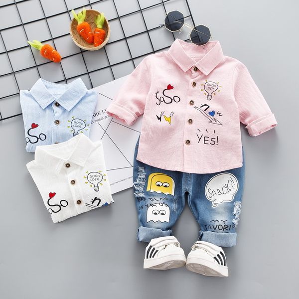 

children clothing set 2019 spring autumn toddler boys clothes outfits kids sport suits for boys clothing sets 1-4t, White