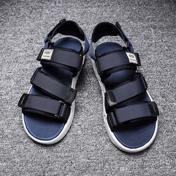 

новая европейская марка дизайнер sandalsmen лето сандалии черный белый синий противоскользящие быстросохнущий открытый тапочки мягкая вода д, Black