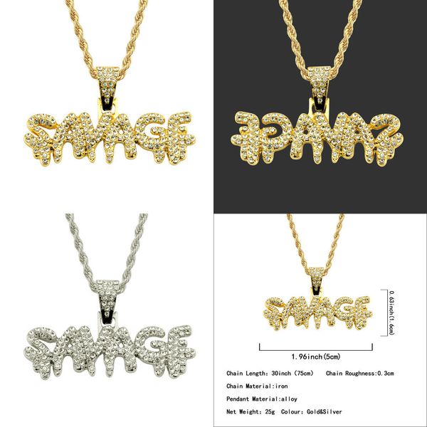 

hip-hop diamond pendeloque cut necklace trendsetter personality pendant real 14k gold jewelry animals necklaces mens gold chain pendants, Silver