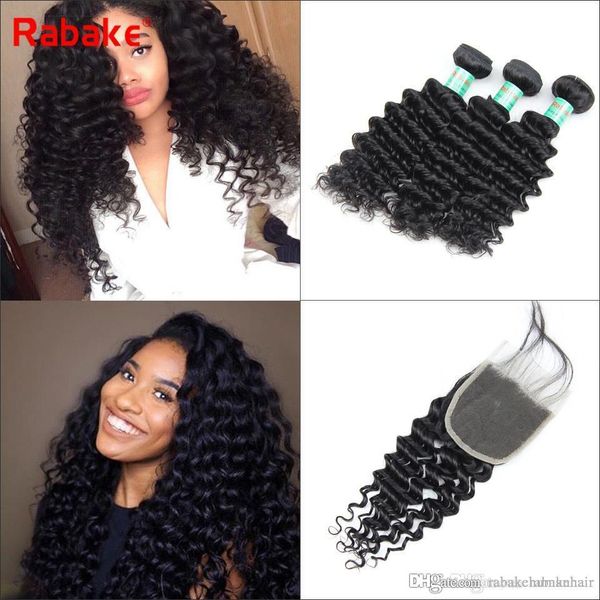 2019 Malaysian Deep Wave Weave Hair Bundles With Closure Human