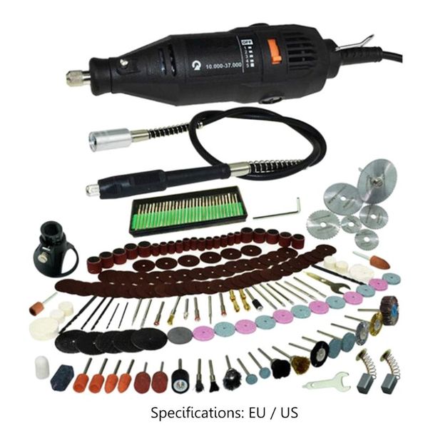 

192pcs/set us/eu plug mini electric drill grinder 5 rotary speed polishing kit