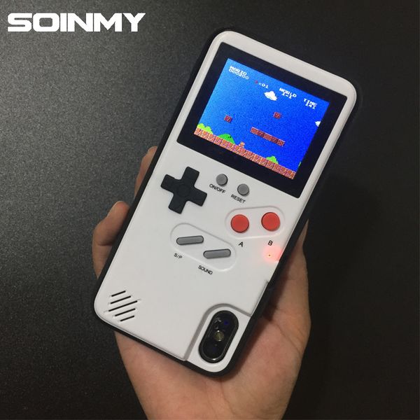 

Full color display GameBoy case for iphone x 6 6s 7 8 plus Game boy Tetris Game chargeable Cover For iphone x case fundas coque