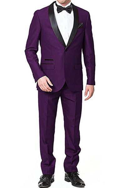 

new arrival groomsmen purple groom tuxedos shawl black lapel men suits wedding man bridegroom blazer (jacket + pants + tie) l267, Black;gray