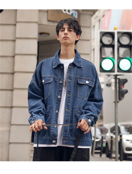 

mens конструктора вскользь джинсовая куртка hip hop стиль solid color длинные рукава мода homme пальто, Black;brown