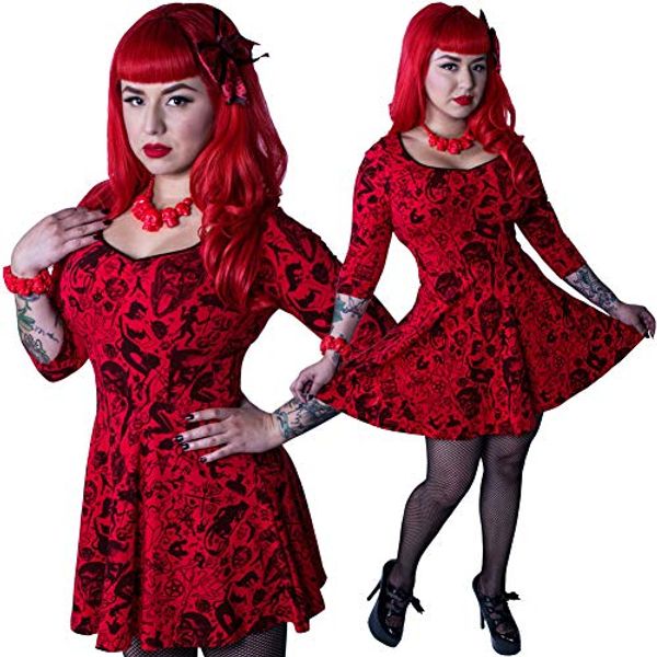 

kreepsville 666 women's devil made me do it skater dress, Black;gray