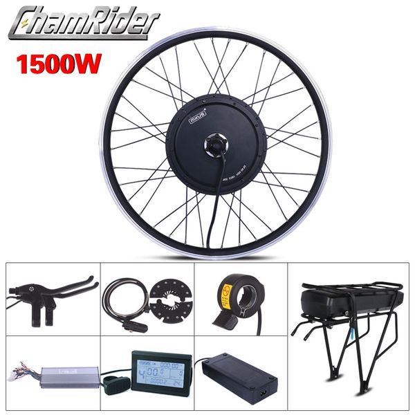 

powerful motor wheel 52v 2000w electric bicycle kit 48v 1500w ebike conversion kit mxus 45h hub motor 48v 20ah battery rear rack, Silver;blue