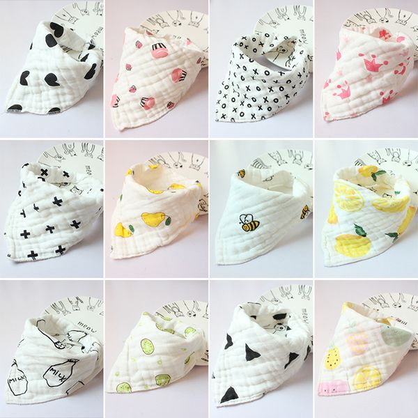 

8 layers baby newborn ins print bibs infant triangle scarf toddlers muslin cotton bandana burp cloths 30 colors c4834