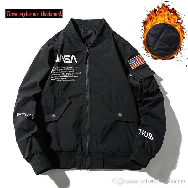 

осень зима thicked наса мода пилотные куртки и пиджаки / тонкие и thicked / фабрика товаров толстого хлопок ветровка мужчина для одежды s-3x, Black;brown