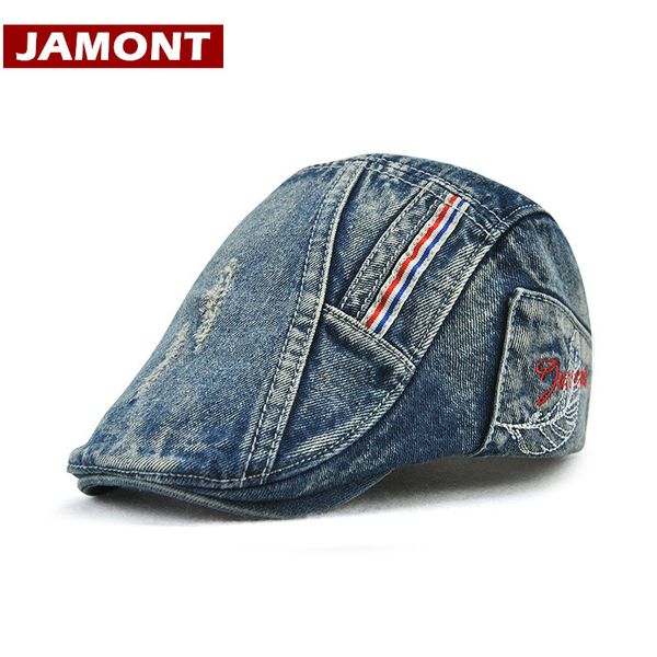 

jamont] 2019 новые детские шапки мальчик шляпа козырек берет кепка джинсовой потертой ковбойской шляпе gorras свободного покроя дети солнца, Yellow