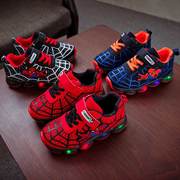

children's shoes children's luminous shoes boys and girls running baby flash single led lighting sports mesh, Black;red