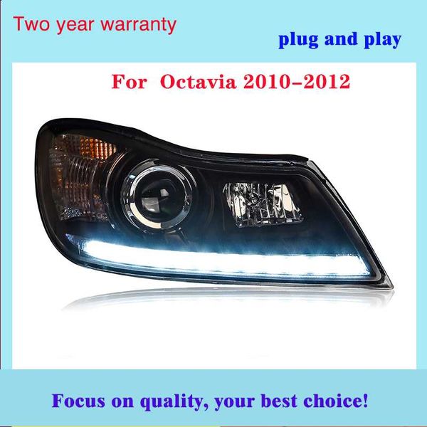 

led headlight for octavia 2010 2011 2012 led headlights for octavia head lamp angel eye front light bi-xenon lens