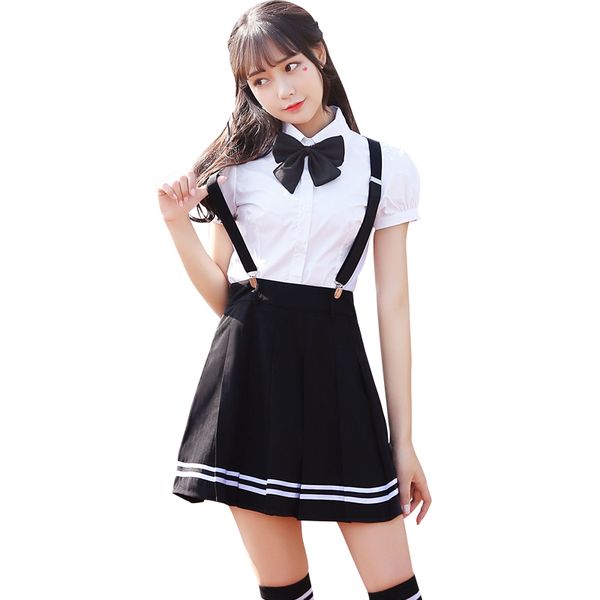 

2020 японская школьная форма аниме cos матросский костюм топы + галстук + юбка jk navy style студенческая одежда для девочек с коротким рука, White