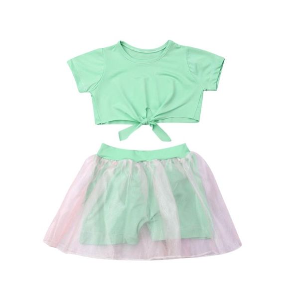 

1-6y cute toddler baby girl clothes sets short sleeve solid t-shirt shorts outfit summer clothes, White