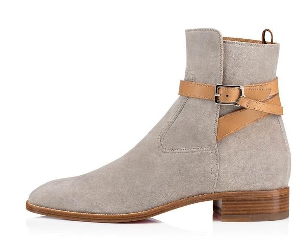 

fashion mens boots red bottom design ankle boots genuine leather work shoes high-lace-up boots outdoor imbing rubber bottom keep, Black