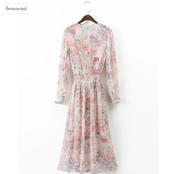 

autumn dress chiffon sweet women o neck long sleeve floral dress elastic waist casual midi dress vestidos mujer xdwm375, Black;gray