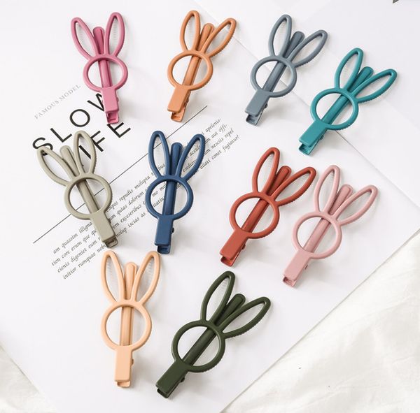 

girls cute rabbit hairpins boutique kids candy color hollow bunny hair clip children birthday party barrettes girls hair accessories f5188, Slivery;white