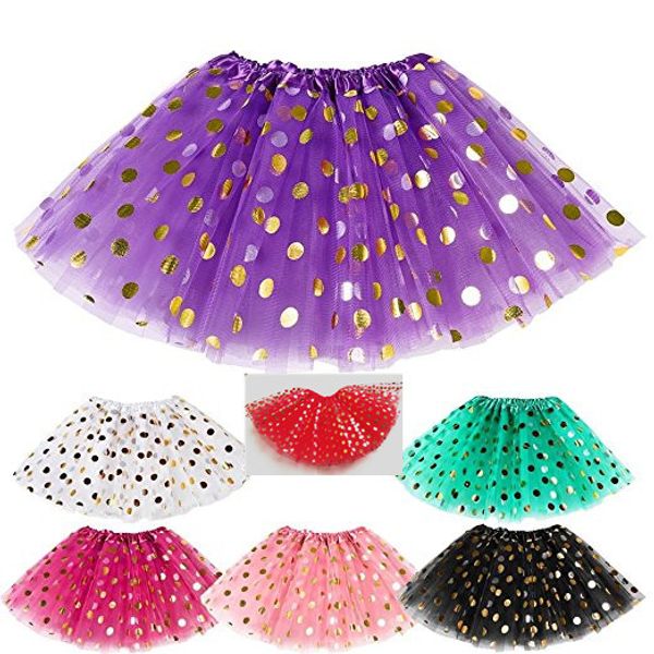 Meninas de Ouro Polka Dot saia tutu do bebê do Natal Tutus Crianças vestido Tutu Criança plissadas Saias Criança Pettiskirt Fotografia Props M1287