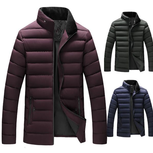 

young and middle-aged people man thickening stand collar cotton-padded jacket male winter clothes loose coat cotton-padded clothes male, Black