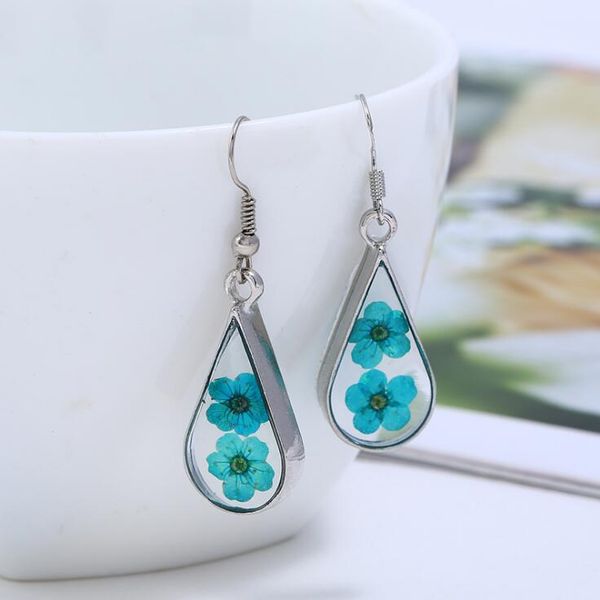 

fashion- epoxy resin dried flower earrings double-sided drip dried flower earrings natural dried flower handmade ornaments, Golden