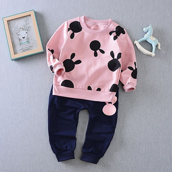 

весна осень детская одежда детские девушки с длинным рукавом топ и брюки 2шт наряды спортивная детская одежда девушка спортивный костюм, White