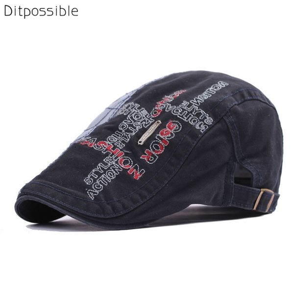 

ditpossible wholesale letters beret caps for men women spring cotton hat boina gorras cap, Blue;gray