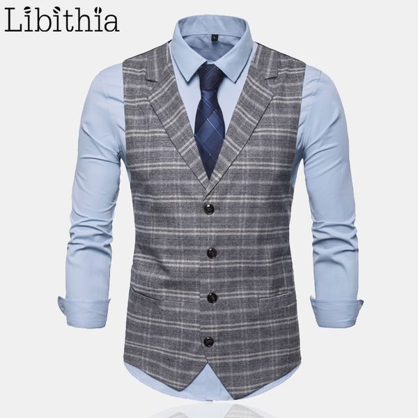 

men's plaid casual blazer vests s-2xl sleeveless black back waistcoat men clothes male grey coffee a9, Black;white
