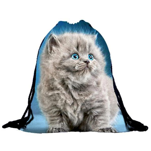 

2019 canvas drawstring backpacks cat backpacks 3d printing bags school bag student book bag backpack female mochilas #yy