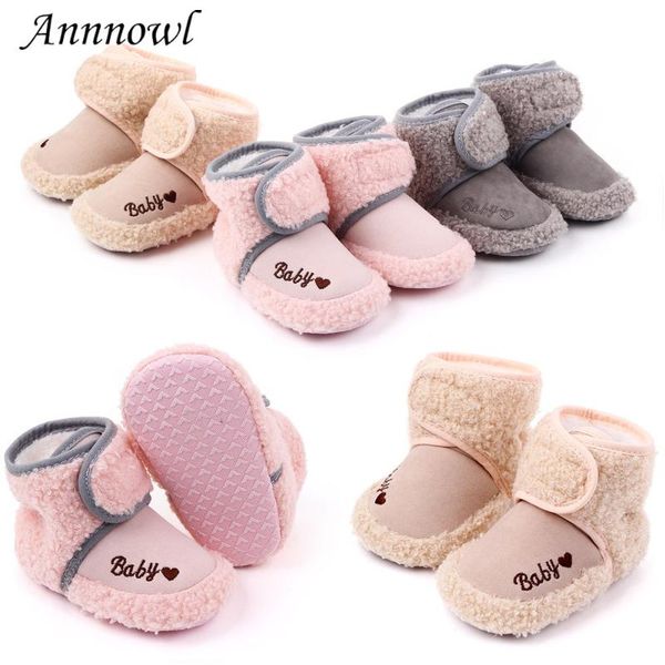 

brand baby shoes plush warm winter booties soft sole toddler booty newborn footwear infant boots for 1 year old boys shoes, Black;grey